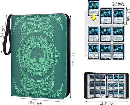 9-Pocket Card Binder for MTG,720 Double Sided Pocket PU Trading Collection Binder,Premium Collector Card Album for MTG,TCG,Yugioh,Game Cards(Green)