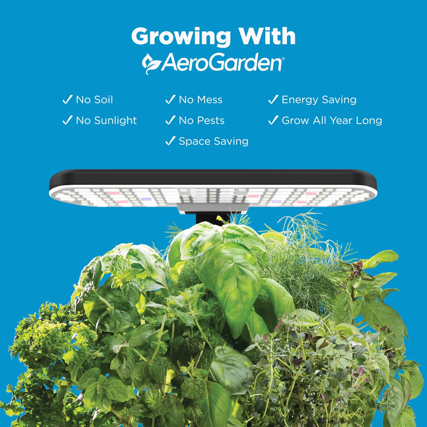 AeroGarden Harvest Lite in Black, Soil-Free Indoor Hydroponic Garden with LED Grow Light for Year-Round Gardening of up to 6 Herbs and Vegetables