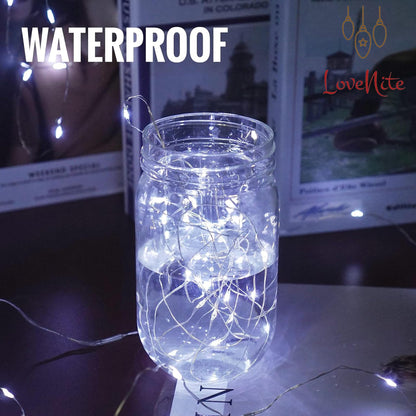 LoveNite LED Fairy String Lights, 20 LED Waterproof, 6.6ft, Cool White, Model 20-LED-35P-CW, Battery Operated for Decor