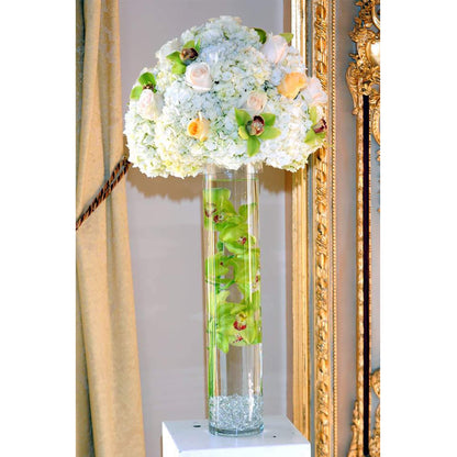 WGV Cylinder Vase Bulk, Width 6", Height 26", Clear Tall Glass Container Terrarium Candle Holder for Wedding Centerpiece, Party Event, Home Office Decor, 4 Pieces