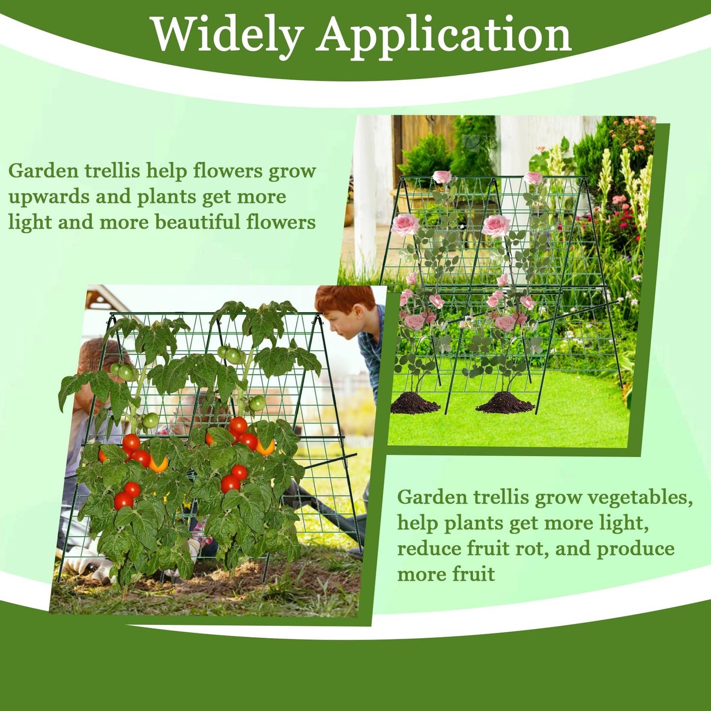 Cucumber Trellis for Raised Bed, 47" H*47" W Garden Trellis for Climbing Plants Outdoor,Metal Trellises Gardening Supplies,A Frame Plant Support Frame for Cucumber, Flower, Tomato, Grape