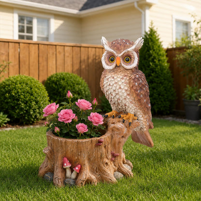 Cute Owl Succulent Plant Pot - Durable Resin Animal Planter with Drainage Hole, Decorative Flower Vase for Indoor Outdoor Desktop Garden, Unique Owl Gifts for Bird Lovers, Cactus Pot for Home Office