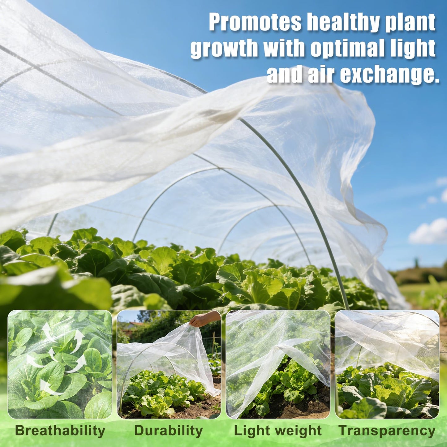 FEED GARDEN Garden Netting 8x10FT Ultra-Fine Mesh PE Cover for Vegetables Fruits Garden Row Cover Raised Bed Durable Protection from Birds Animals