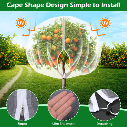 4'x6' Fruit Tree Netting Cover with Zipper and Drawstring, Ultra-Fine Mesh Garden Plant Insect Pest Net Barrier Protection Covers to Prevent Squirrel Bird Deer Cicadas Bag for Blueberry Tomato-1Pcs