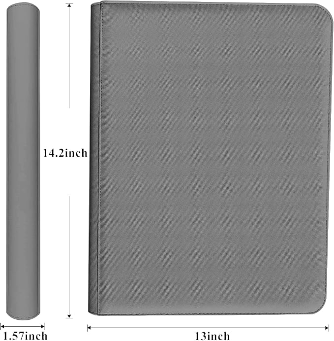 12 Pocket Card Binder, 720 Pockets PU Leather Zipper Trading Card Collection Album, Side-Loading Card Storage Folders for MTG, TCG, Game/Sport Crads (Grey, 12 Pockets)