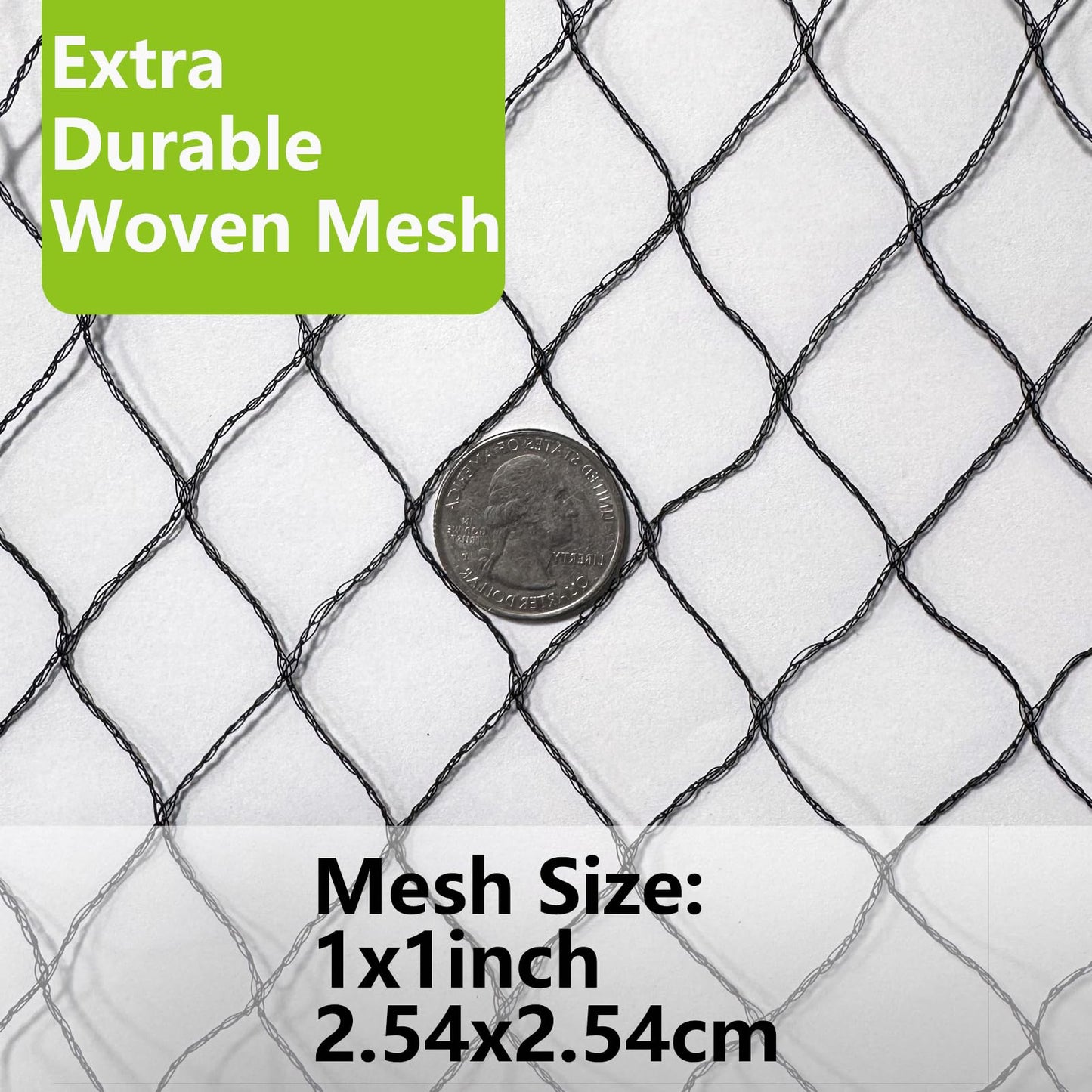25x50ft Bird Netting, 1 inch Mesh, Heavy Duty Garden Netting for Fruit Trees, Blueberry Bushes, Vegetables, Extra Strong Woven Mesh Against Birds, Deer, Squirrels, Poultry and Other Animals