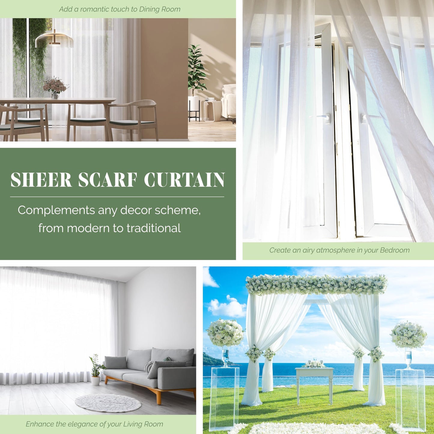 Elegant Comfort Lightweight Sheer Voile Window Scarf Valance - 216 Inch Long - 1 Panel Sheer Curtain for Living Room, Event Decor, Bedroom, (1 Piece) 55" X 216'' Long, Light Blue