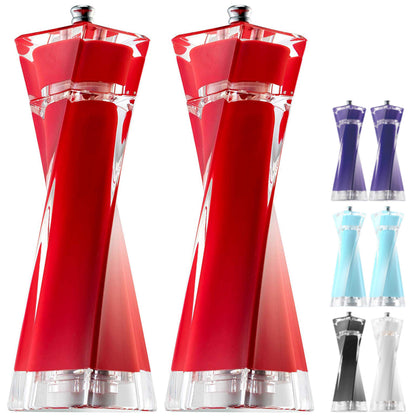 MITBAK Acrylic Red Salt and Pepper Grinders Set | Sea Salt and Pepper Mills Easy to Use and Equipped with Adjustable Coarseness And Ceramic Mechanism | Unique Kitchen Gadgets | Premium Quality