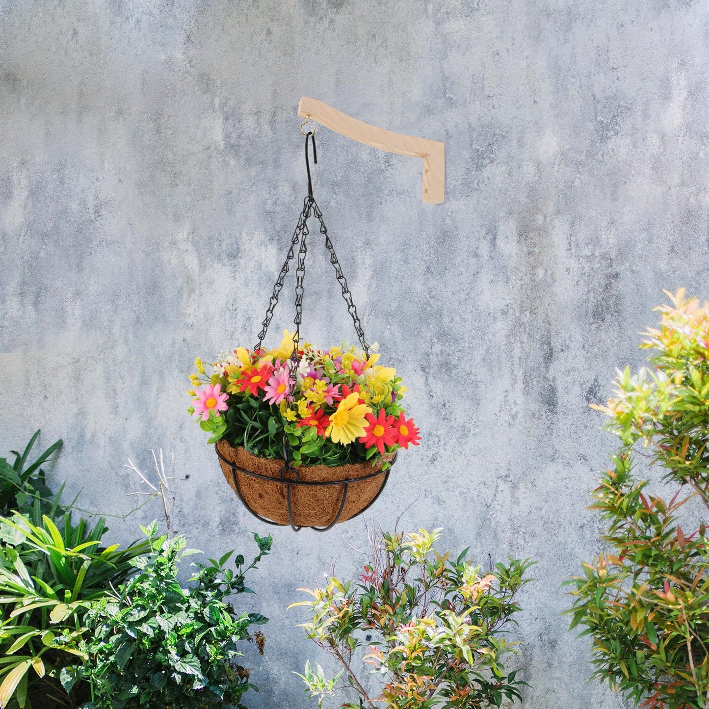 Kisangel Wooden Plant Hanger Hooks for Wall and Ceiling Indoor Outdoor Hanging Bracket 2pcs Pine Wood Natural Finish Plant Hooks