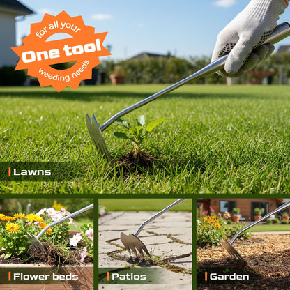 LOOHOI Garden Hand Weeder Tool, Heavy-Duty Stainless Steel Weeding Tool for Deep Root Removal, Portable Garden Weed Removal Tool for Lawn, Flower Beds & Yard