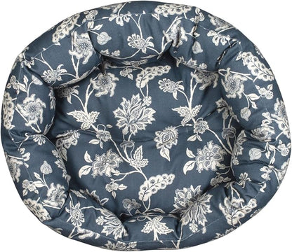 Fringe Studio INDIENNE Coastal Blue 20" W x 19" D x 8" H Small Round Cuddler, 100% Cotton Canvas Exterior, Machine Washable, PetShop Collection (203016)