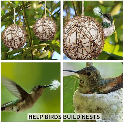 4Pcs Globe Hummingbird Nesters Material Holder, Full of Bird Nesting Materials, Design for Bird Lovers, Idea Bird Gifts in Outdoor Indoor Patio Garden