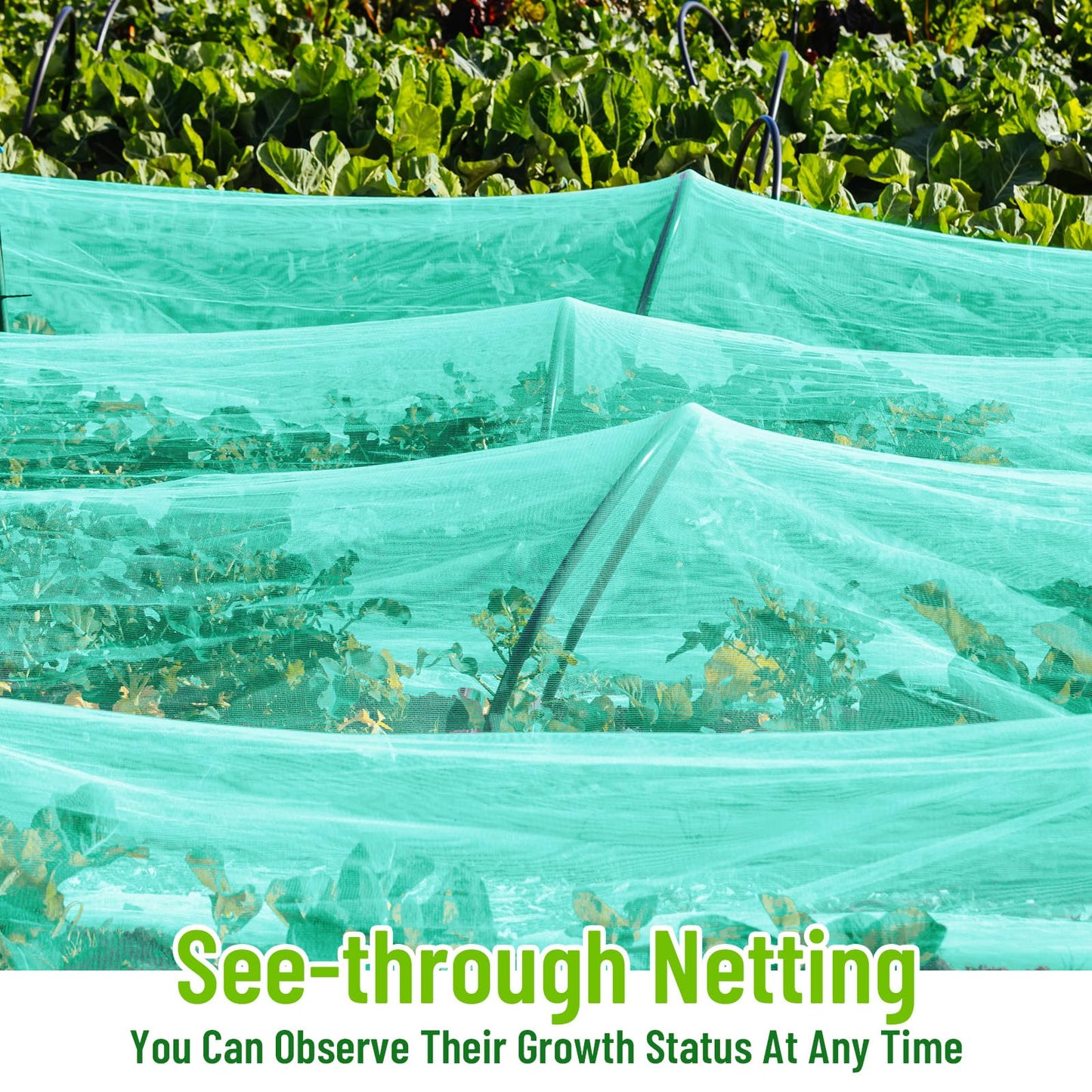 2 Pack Garden Netting 8 x 10 ft Ultra Fine Mesh Garden Netting Green Mesh Plant Cover Raised Beds Barrier Screen Protection for Vegetable Fruits Flowers Crops Greenhouse Rows from Birds Squirrels