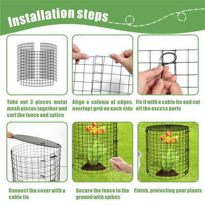 5 Packs Garden Plant Protectors from Animals,Metal Plant Cage Chicken Wire Cloche with Ground Stakes and Nylon Tie,Garden Plant Protectors for Flower Vegetable to Keep Animals Out-11.8"x 12.6"