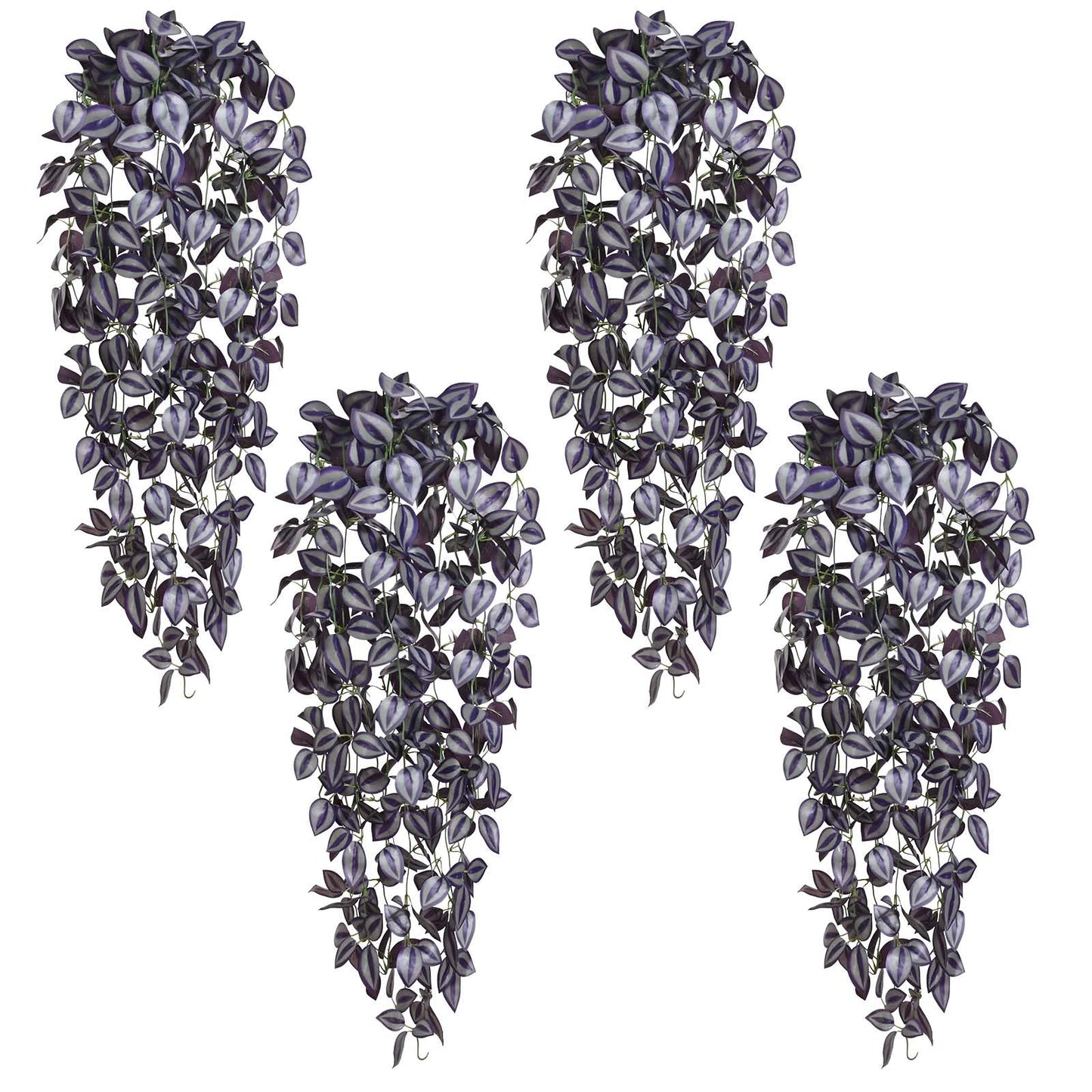 BLEUM CADE Fake Hanging Plants, 4pcs Artificial Hanging Plant, Faux Deep Purple Vines Hanging Plant for Wall Home Living Room Indoor Outdoor Halloween Decor (No Baskets)