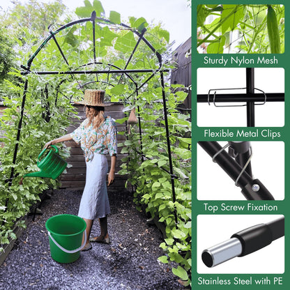 Garden Arch Trellis 7FT Extra Tall Polyethylene-Coated Stainless Steel Garden Trellis for Climbing Plants Outdoor Garden Trellis Arch for Cucumber Trellis | Gardening Trellis with Clips (Black)