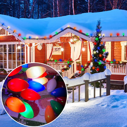 SUNSGNE 25 Pack C7 LED Multicolor Christmas Replacement Light Bulbs for Christmas Indoor Outdoor String Lights, E12/C7 Candelabra Base, 0.6 Watt