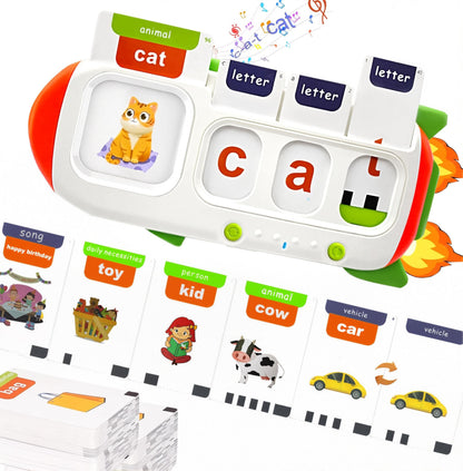 HUBFIVY Talking Flash Cards for Toddlers 2-8,Montessori Toys for Autism,107 Sight Words,Alphabet CVC Learning Toy,Speak and Spell Phonics Games for Kindergarten,Educational Birthday Gift for Kids