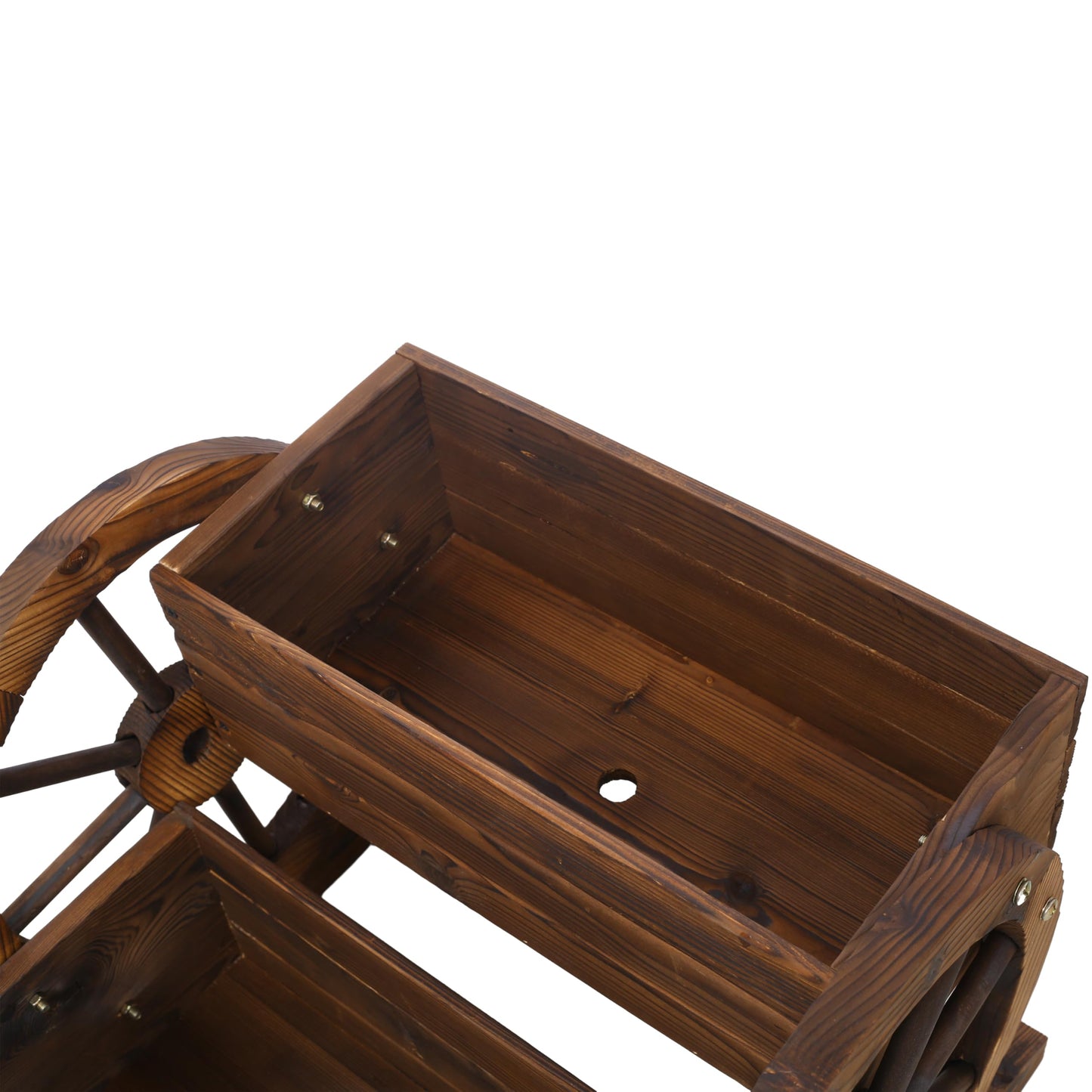 Gecheer Wooden Wagon Planter Box with Wheels – 2-Tier Rolling Garden Planter for Flowers, Herbs & Vegetables, Indoor and Outdoor Use