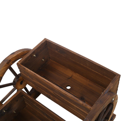 Gecheer Wooden Wagon Planter Box with Wheels – 2-Tier Rolling Garden Planter for Flowers, Herbs & Vegetables, Indoor and Outdoor Use