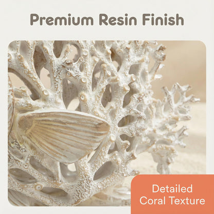 BGBWBFBR Coral Reef Angelfish Statue Coastal Beach Decor Ocean Nautical Figurine for Bathroom Home Office Tabletop Shelf 10in x 9.8 in Pearlescent Dusty Lavender Gray Fish Sculpture