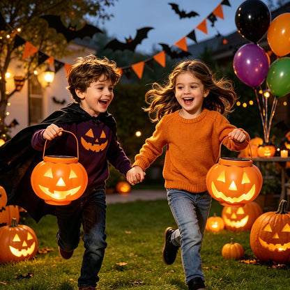 BRIGHTDECK Halloween Pumpkin Solar Lanterns 2 Pack, Jack O Lantern Pumpkin Lights for Halloween Decorations Outdoor, Weatherproof & Portable Fall Yard Decor (2Pack Warm White)
