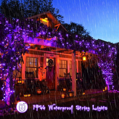 YEGUO 165ft 500 LED Christmas Lights Outdoor Waterproof, Purple String Lights Indoor Plug in, 8 Modes Clear Wire Purple Lights for Halloween Holiday Home Tree Garden Patio Decor