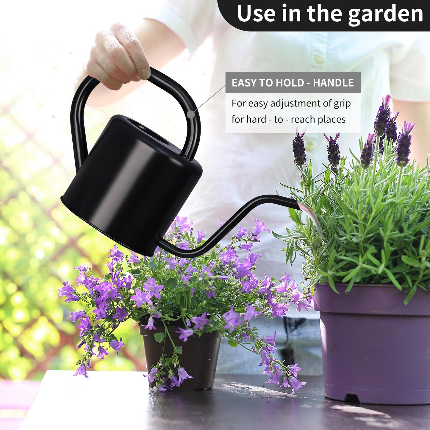 Watering Can, Stainless Steel Watering Can for Indoor & Outdoor Plants, 1L/35oz Long Spout Water Can with Handle, Rust-Proof Plant Watering Pot for House Plants, Garden Flowers