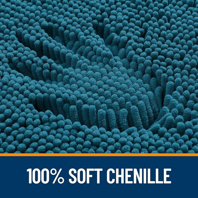 OLANLY Bathroom Rugs 30x18, Extra Soft Absorbent Chenille Bath Rugs, Rubber Backing Quick Dry, Machine Washable Bath Mats for Bathroom Floor, Tub and Shower, Home Decor Accessories, Peacock Blue