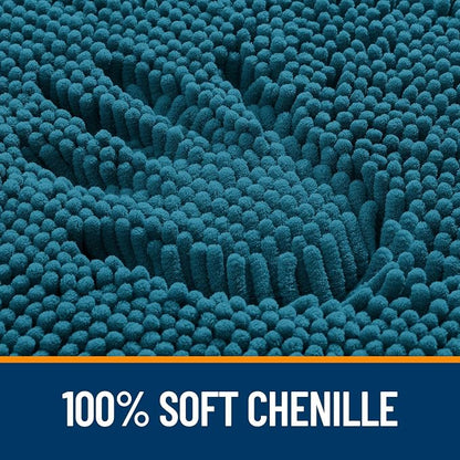 OLANLY Bathroom Rugs 30x18, Extra Soft Absorbent Chenille Bath Rugs, Rubber Backing Quick Dry, Machine Washable Bath Mats for Bathroom Floor, Tub and Shower, Home Decor Accessories, Peacock Blue