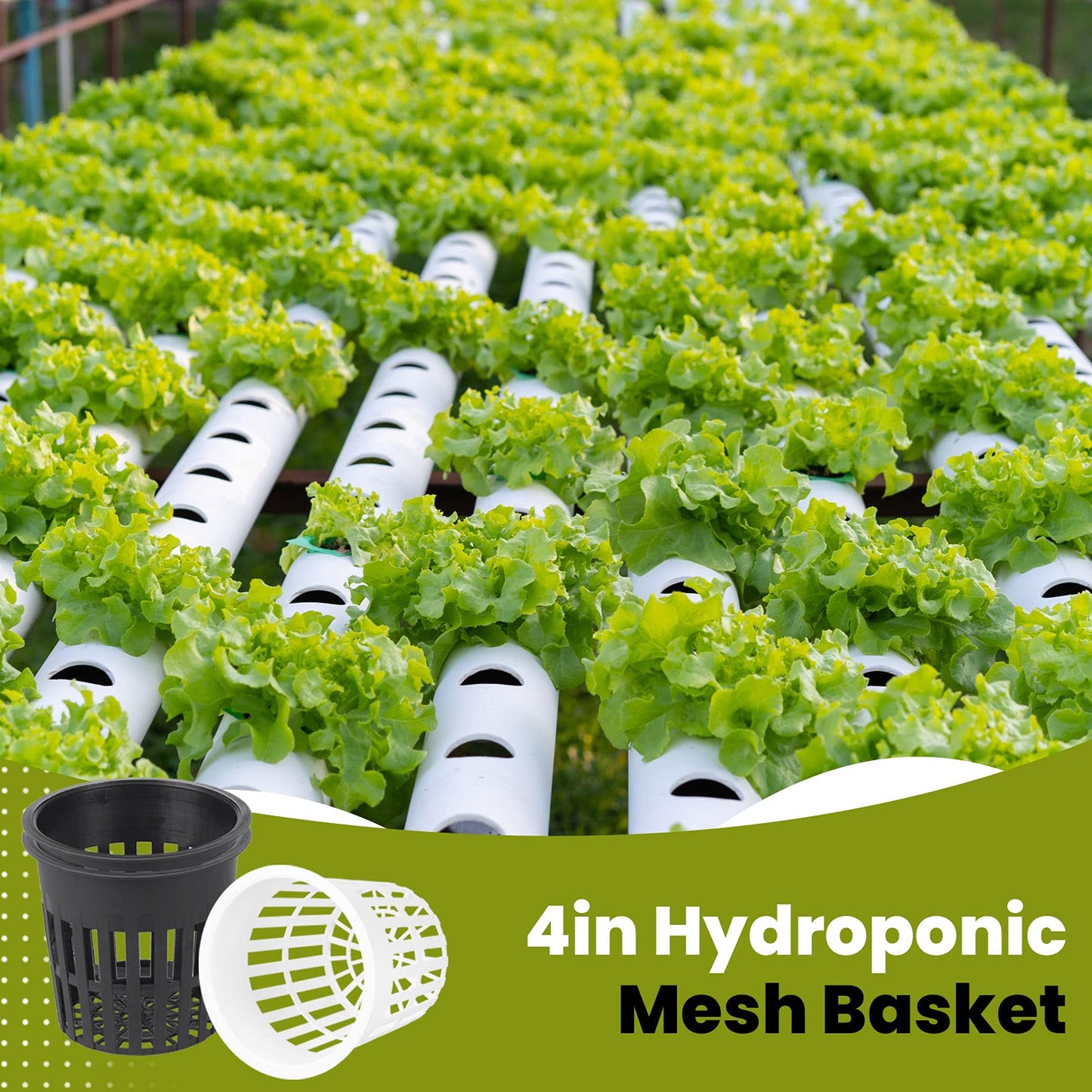 ISKYBOB 10 Pieces White Plastic Garden Mesh Net Pot Hydroponic Basket Planting Nursery Grow Supplies, 11cm/4.3inch