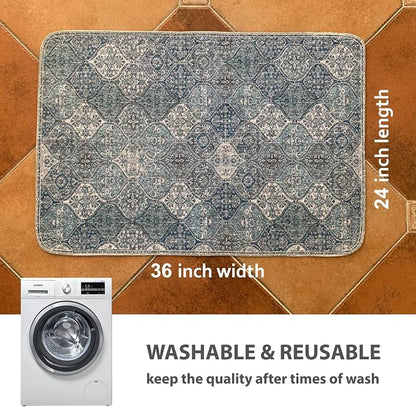 nunubaby 4PACK Washable Pee Pads for Dogs, Stylish, Non-Slip and Leak-Proof Pee Pads. Reusable Potty Pads for Dogs for Crates and Floors.(Blue/Multi,24" x36" )