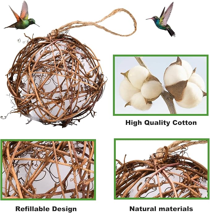3PCS Globe Hummingbird Nesting Material Holder, Set of 3, Bird Lover Gift, Indoor Outdoor Garden Decor