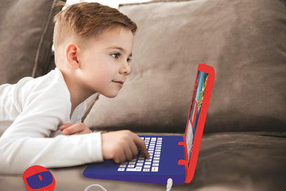 LEXiBOOK Spider-Man - Educational and Bilingual Laptop Spanish/English - Toy for Child Kid (Boys & Girls) 124 Activities, Learn Play Games and Music with Spiderman - Red/Blue JC598SPi2