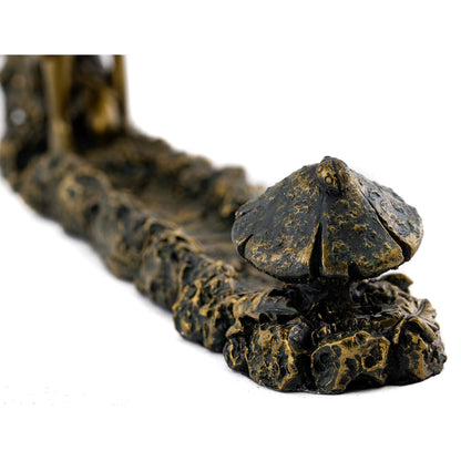 Top Collection Fairy and Mushroom Incense Holder-Hand Painted Mythical Creature with Bronze Finish Look - 10-Inch Collectible Figurine