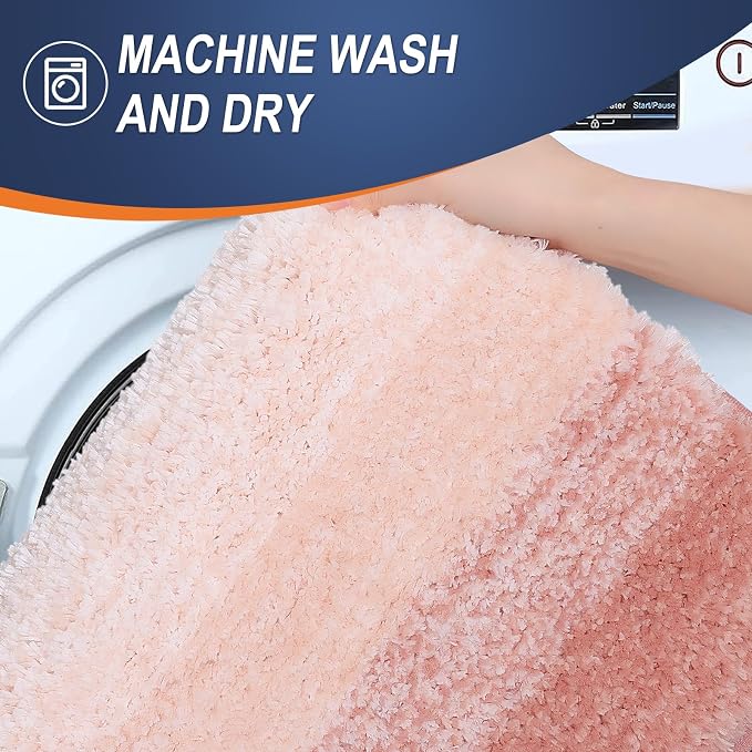 OLANLY Bathroom Runner Rugs Mat 70x24, Extra Soft Absorbent Microfiber Bath Rugs, Rubber Backing, Quick Dry, Washable Long Bath Mats for Bathroom Floor, Tub and Shower, Home Decor Accessories, Peach