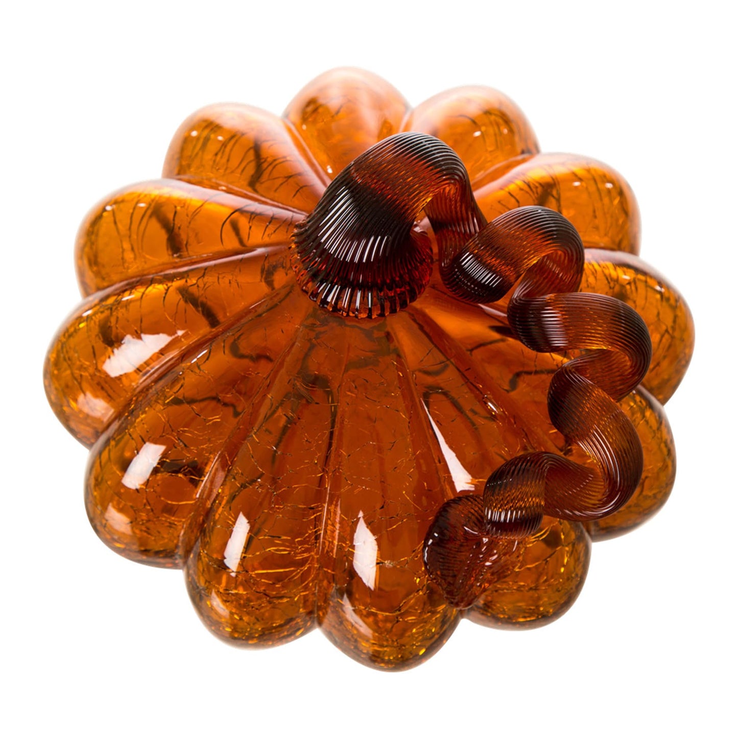 Glitzhome Hand Blown Glass Pumpkin Decor 5.5" Amber - Artisan Fall Table Centerpiece for Thanksgiving Harvest Home Decor Halloween Displays