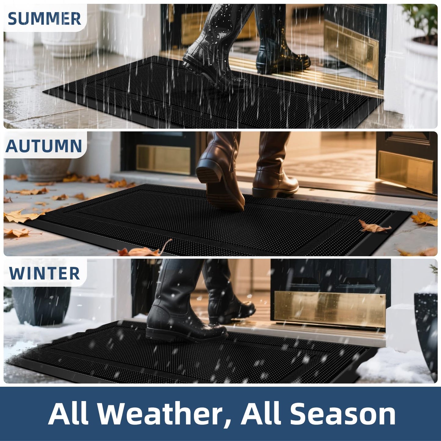 BEHERO Front Door Mat Outside Entrance, 36" x 17" Heavy Duty Rubber Outdoor Mats Enlarged for Entryway, Welcome Matt Outdoor, Dirt Trapping Waterproof