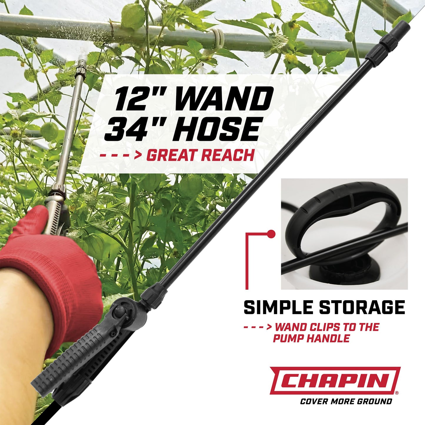 Chapin 20004 Pump Sprayer, 1-Gallon SureSpray Translucent Tank with an Easy Fill Funnel-Top Opening, Adjustable Cone Nozzle & 34" Long Reach Hose, Used for Fertilizer, Pesticides, Weeds & Pests