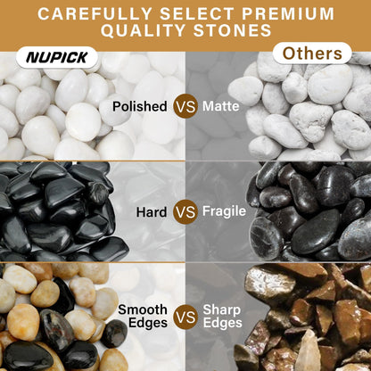 NUPICK 16lb White River Rocks for Outdoor Landscaping, 1-2 Inch Pebbles for Indoor Plants, Natural Polished Aquarium Gravel, Decorative Rocks for Succulent, Garden, Vases Fillers, Bird Baths