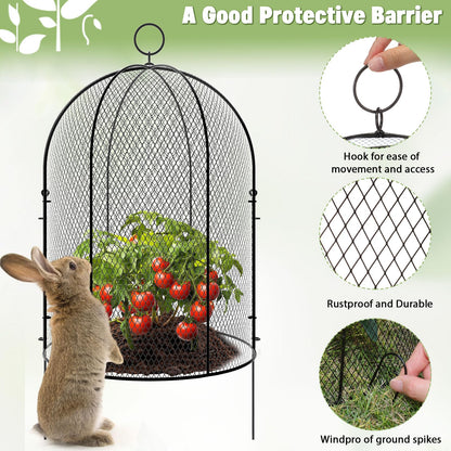 Novabright 6 Pack Garden Cloches for Plants 12" x 16" with Stakes & Zip Ties, Plant Covers from Animals Large Metal Mesh Chicken Wire Cloche Plant Protector Cage for Vegetable Garden Outdoor (Black)