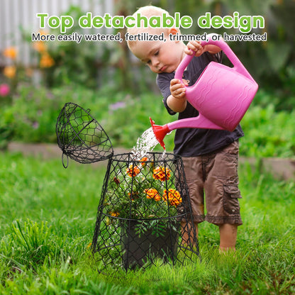 6 Pcs Garden Cloches for Plants, Metal Extra Large Chicken Wire Cloche Plant Covers, Garden Netting Plant Protectors from Animals to Keep Squirrel, Rabbit, Chicken and Bird Out 17" H x 13" D Black
