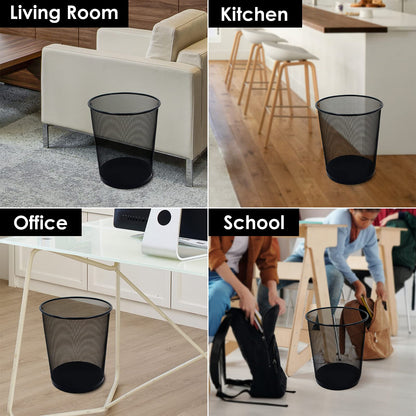 SHSYCER Black Mesh Trash Cans, 10-Pack 6 Gal Mesh Office Trash Can, Open Metal Wire Wastebaskets, Waste Basket Trash Can for Near Desk,Recycling Garbage Container Bin for Office,Home,School