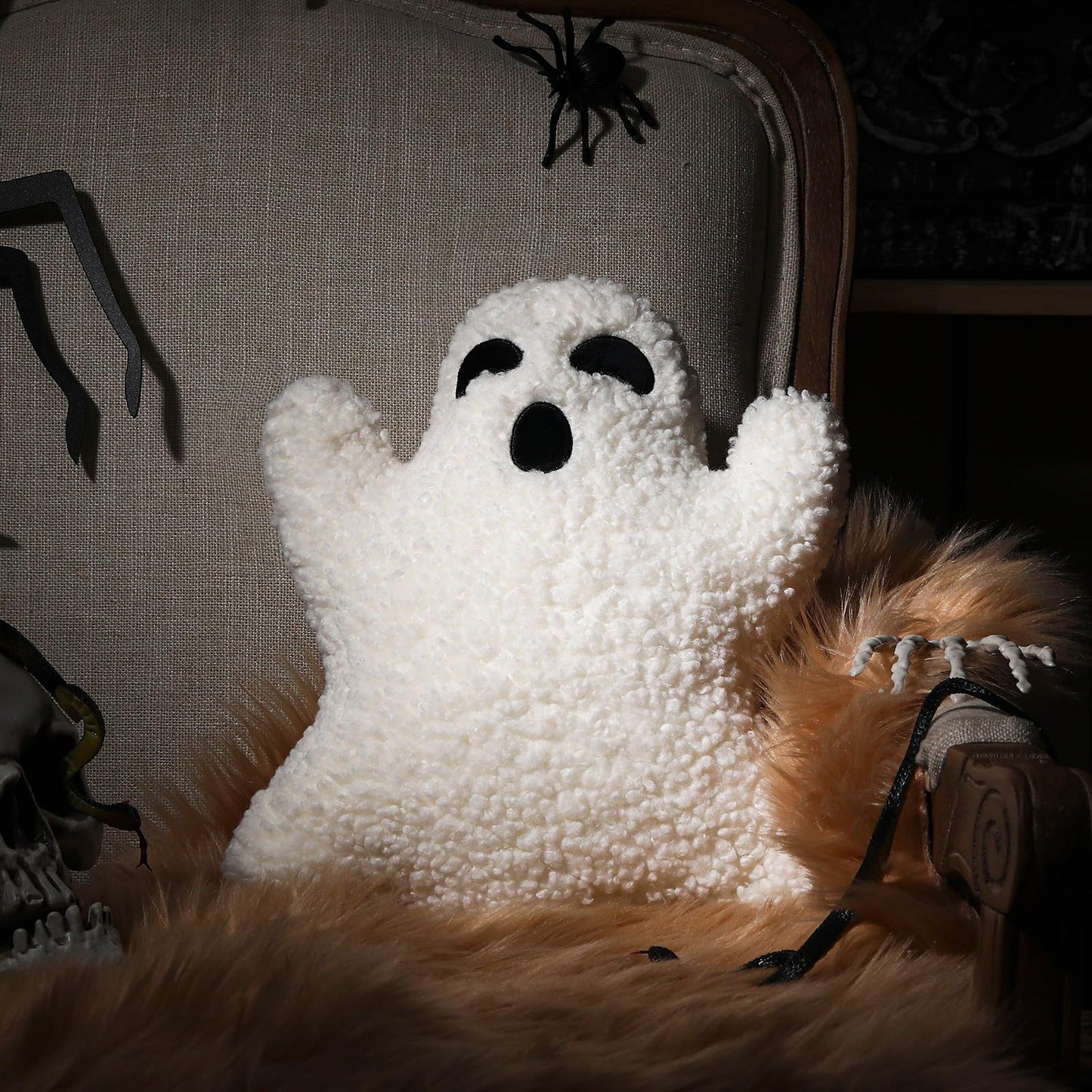 Shappy 3 Pcs Halloween Ghost Throw Pillows Cute Soft Throw Decorative Pillows for Halloween Decorative Home Bed Sofa with Ghost Decor Cushion