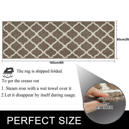 SHACOS Dirt Trapper Runner Rugs 2'x6' Non Slip Washable Hallway Kitchen Runner Rug Long Door Mats Rug Runner Carpet Runners for Garage Laundry Room Entryway, Brown