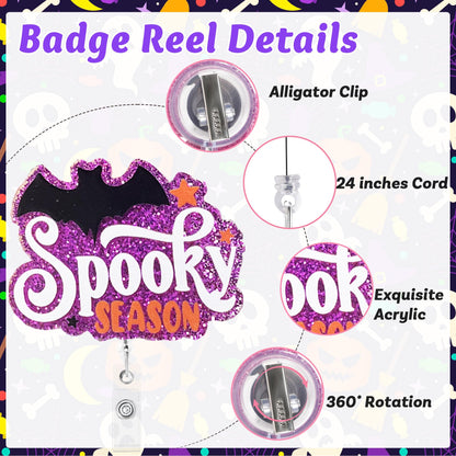 Namifin 24PCS Halloween Badge Reels with Alligator Clip Funny Retractable Spooky Holiday Badge Holders Nurse Gifts Accessories Gifts for Friends, Co-Workers