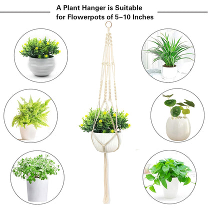 wocoxo Macrame Plant Hanger, Hanging Planter Basket with Decorative Tassels, Decorative Flower Pot Holder for Indoor Outdoor Boho Home Decor, Set of 2 (Metal Hanging Ring)