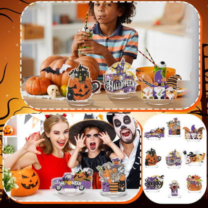 Kosiz 9 Pcs Halloween Diamond Painting Table Decorations Halloween Diamond Art Kits for Adults Double Sided Acrylic Bat Pumpkin Ghost Centerpieces for Tabletop DIY Crafts Gifts Party Decor Home