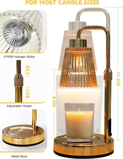 GODONLIF Gold Candle Warmer Lamp with Cycle Timer, Birthday Gifts for Women Mom Her, House Warming Gifts New Home Room Decor, Wax Melt Warmer for Jar Candles with 2 Bulbs