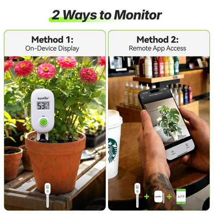 RAINPOINT Smart Digital Wireless Plant Moisture Meter Houseplants Indoor WiFi Hub Kit with Low/High Moisture Alert,Real-time Monitor Hygrometer Sensor Outdoor Gardening Push Notification&Email